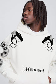 Menocci Serpent Embroidered Tracksuit White Hoodie