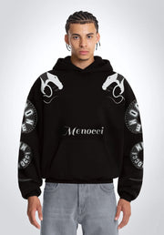 Menocci Serpent Embroidered Tracksuit Black Hoodie