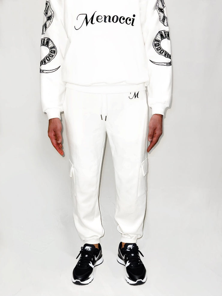 "Menocci Classic White Cargo Joggers"