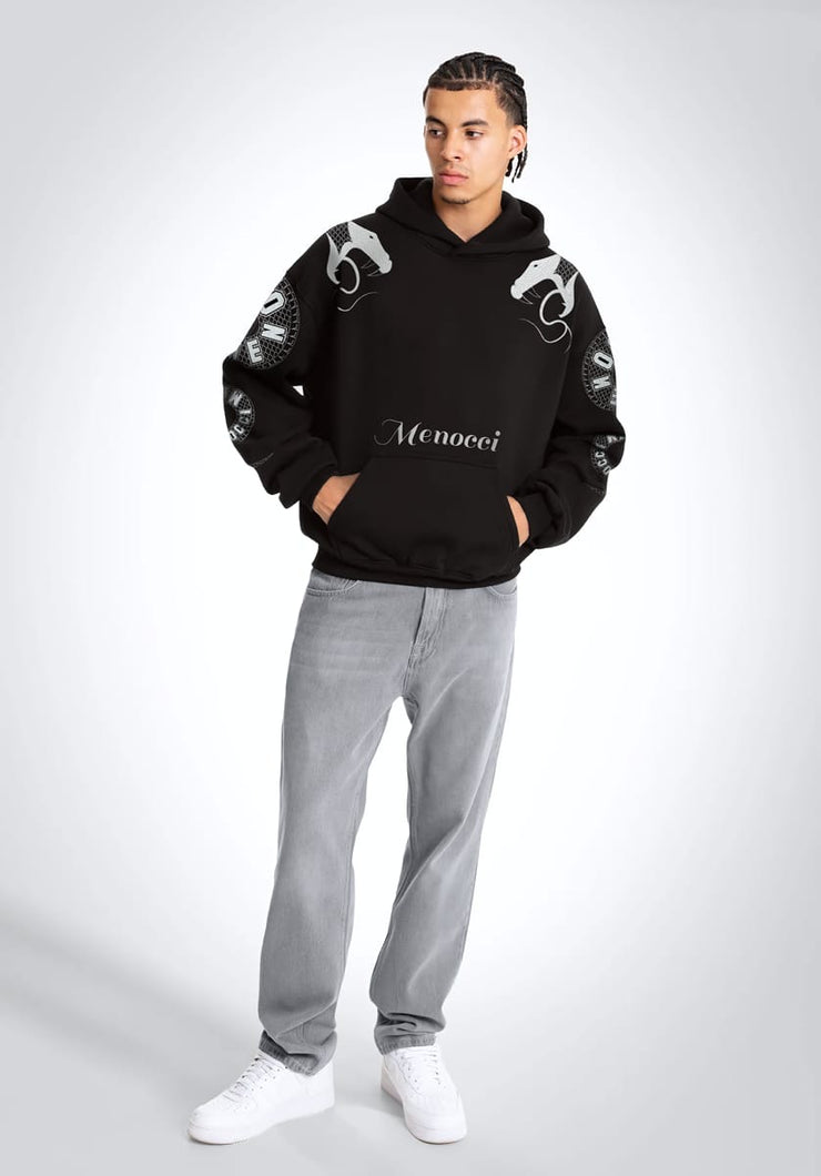 Menocci Serpent Embroidered Tracksuit Black Hoodie