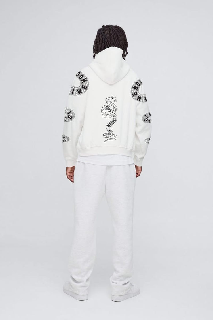 Menocci Serpent Embroidered Tracksuit White Hoodie